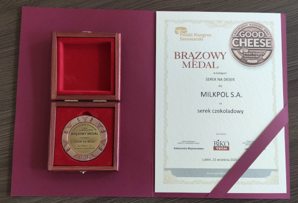 Medal Good Cheese dla serka czekoladowego Czarnocin